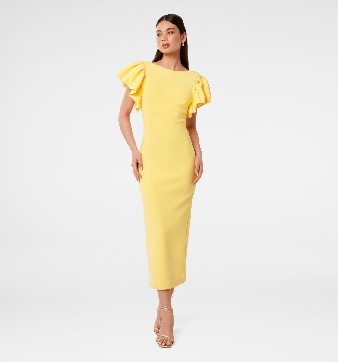 Liz Frill Sleeve Bodycon Maxi Dress