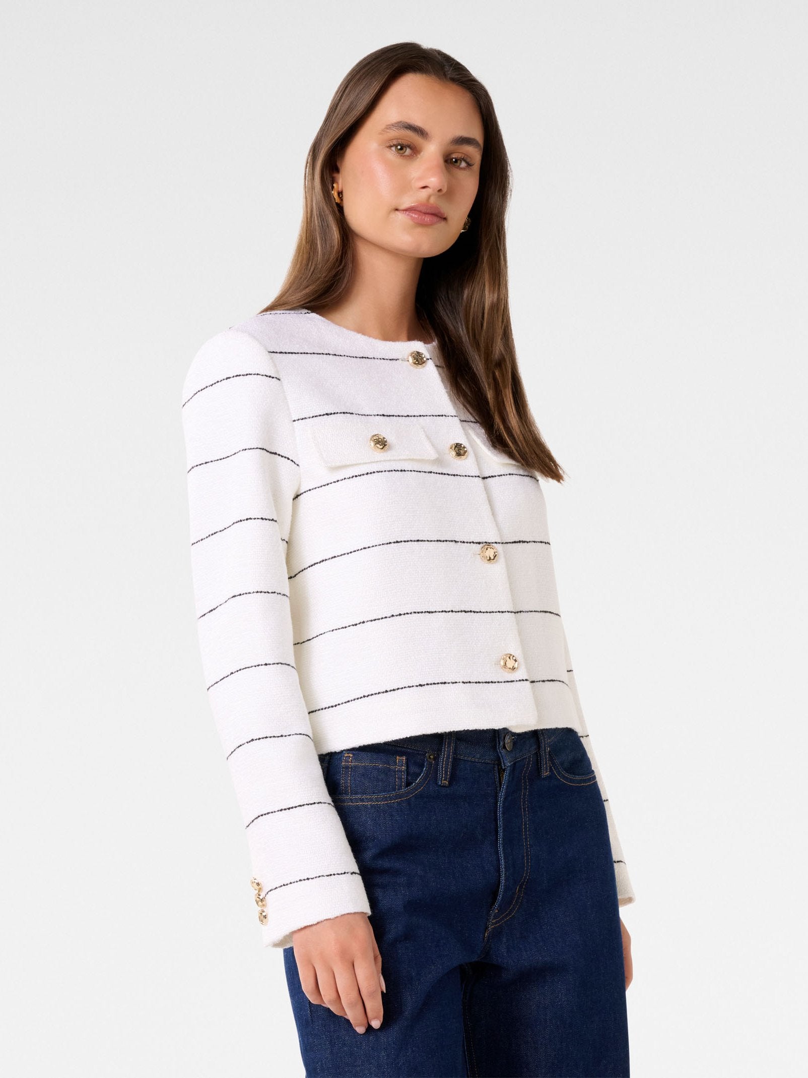  Lila Stripe Boucle Jacket