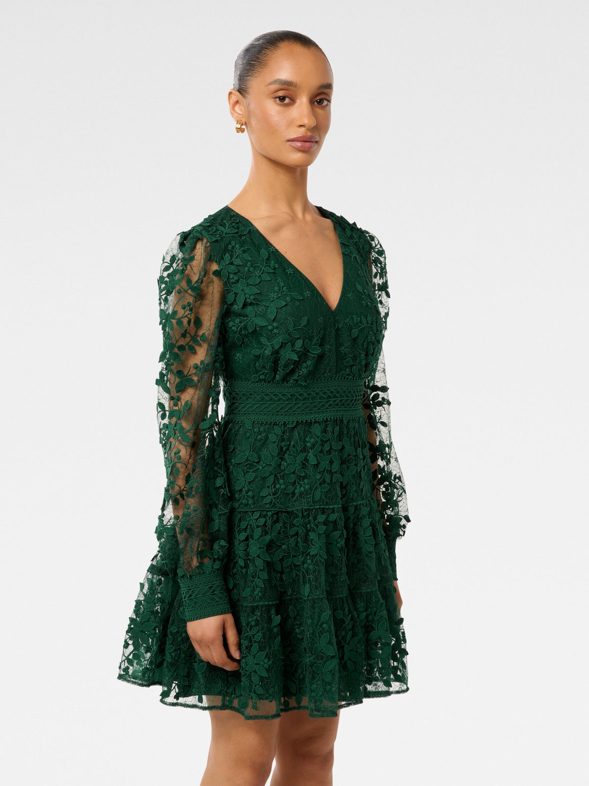 emerald green petite dress Frances Lace Mini this mini style blends Size:XXL (20-22) Black Cape Sleeve Drapped sleeve-style_Strapless