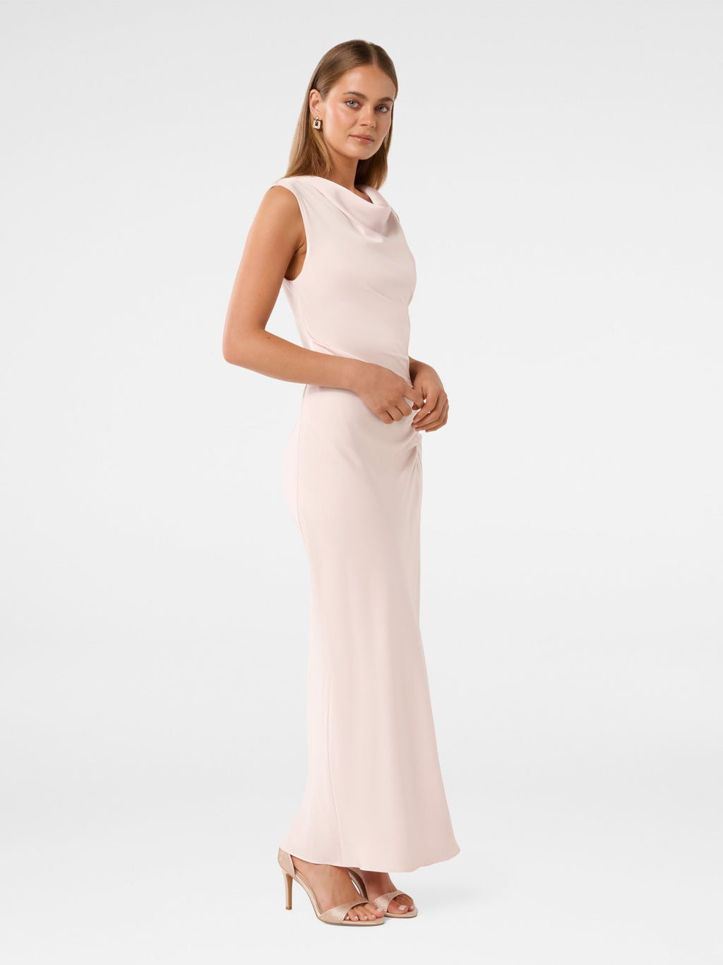  Ava Draped Satin Maxi Dress