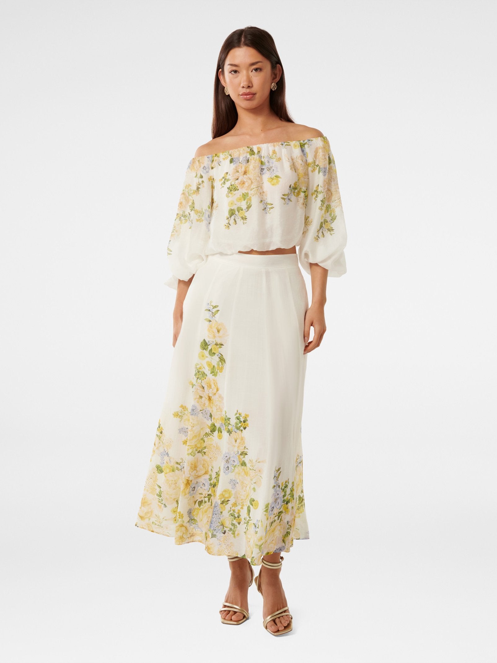  Gardenia Printed Midi Skirt