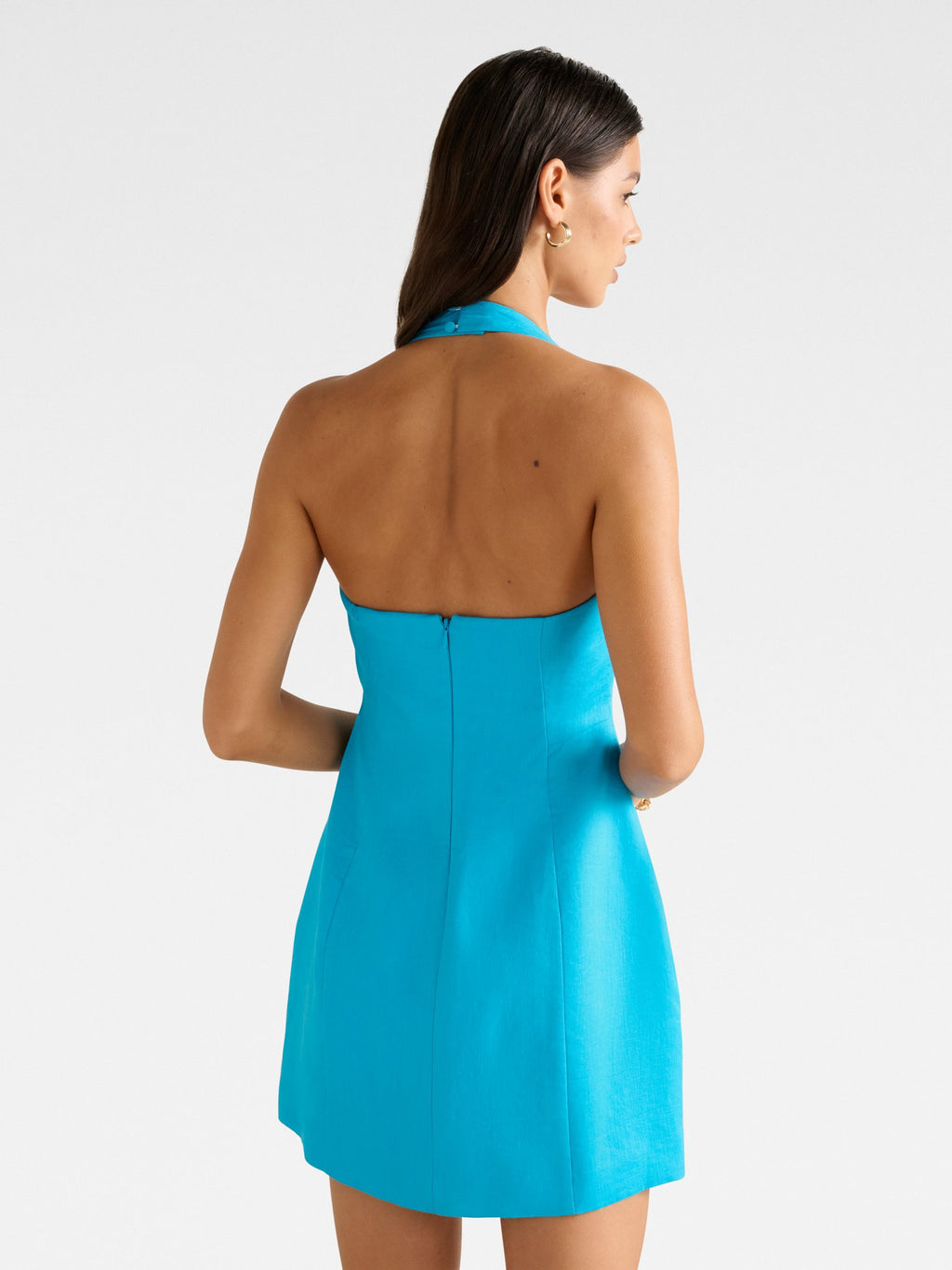  Stevie Halter Neck Linen Mini Dress