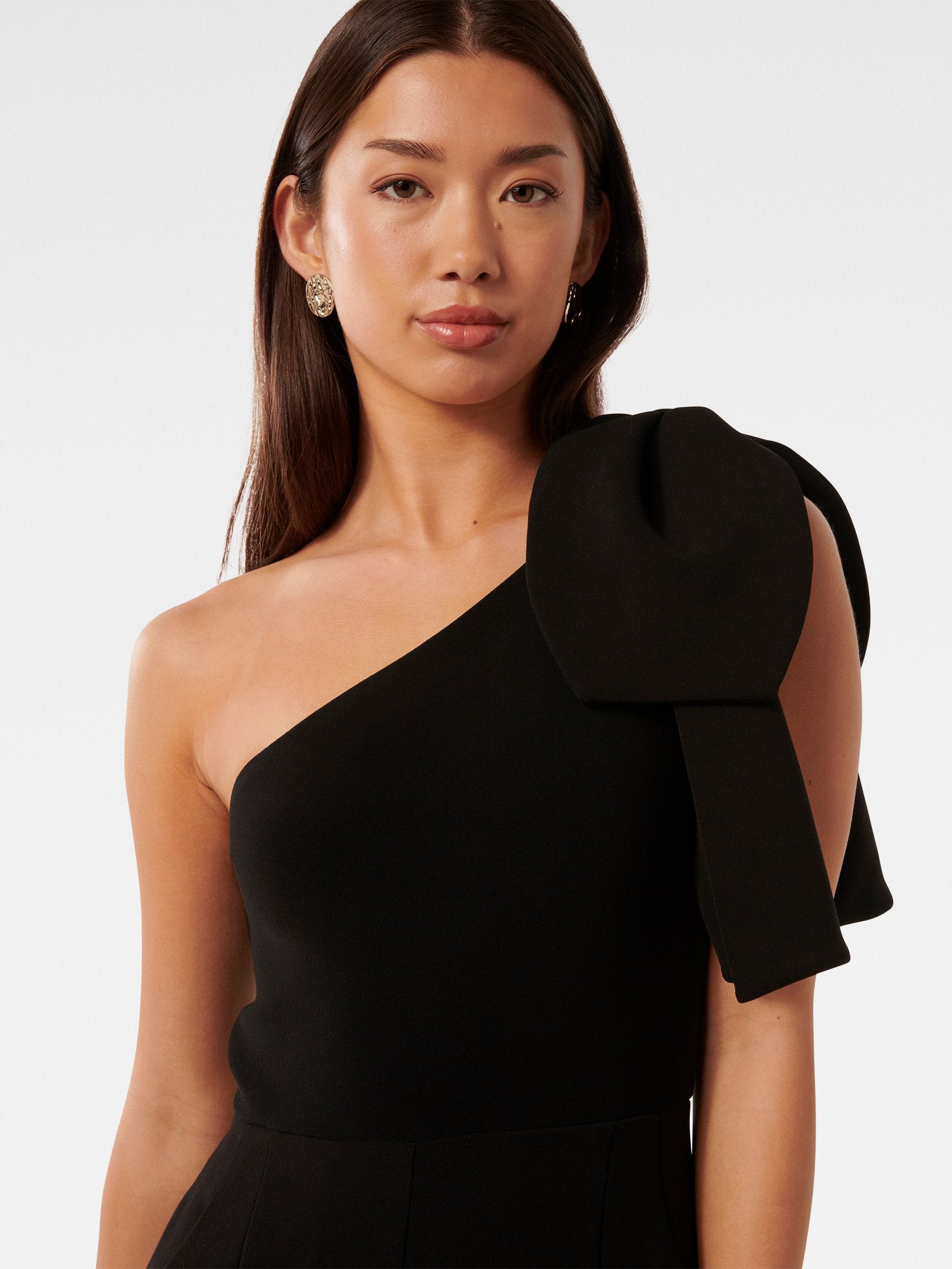  Lucinda One Shoulder Bow Jumpsuit