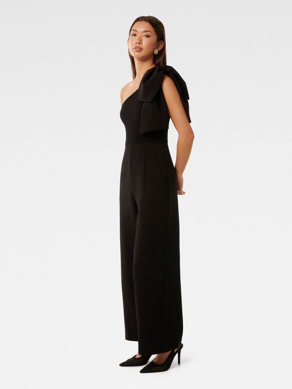  Lucinda One Shoulder Bow Jumpsuit