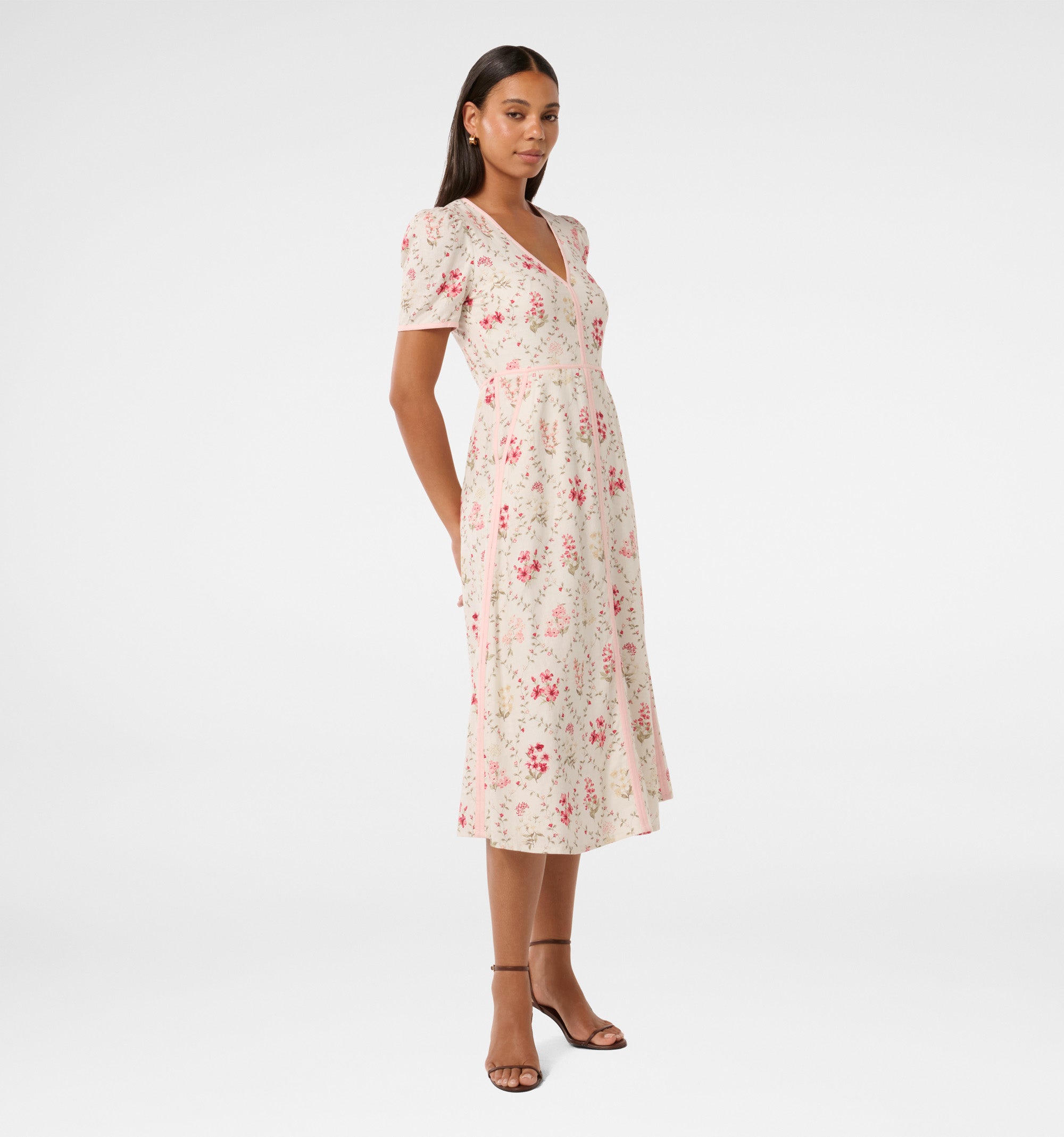 Sabrina Printed Linen Midi Dress
