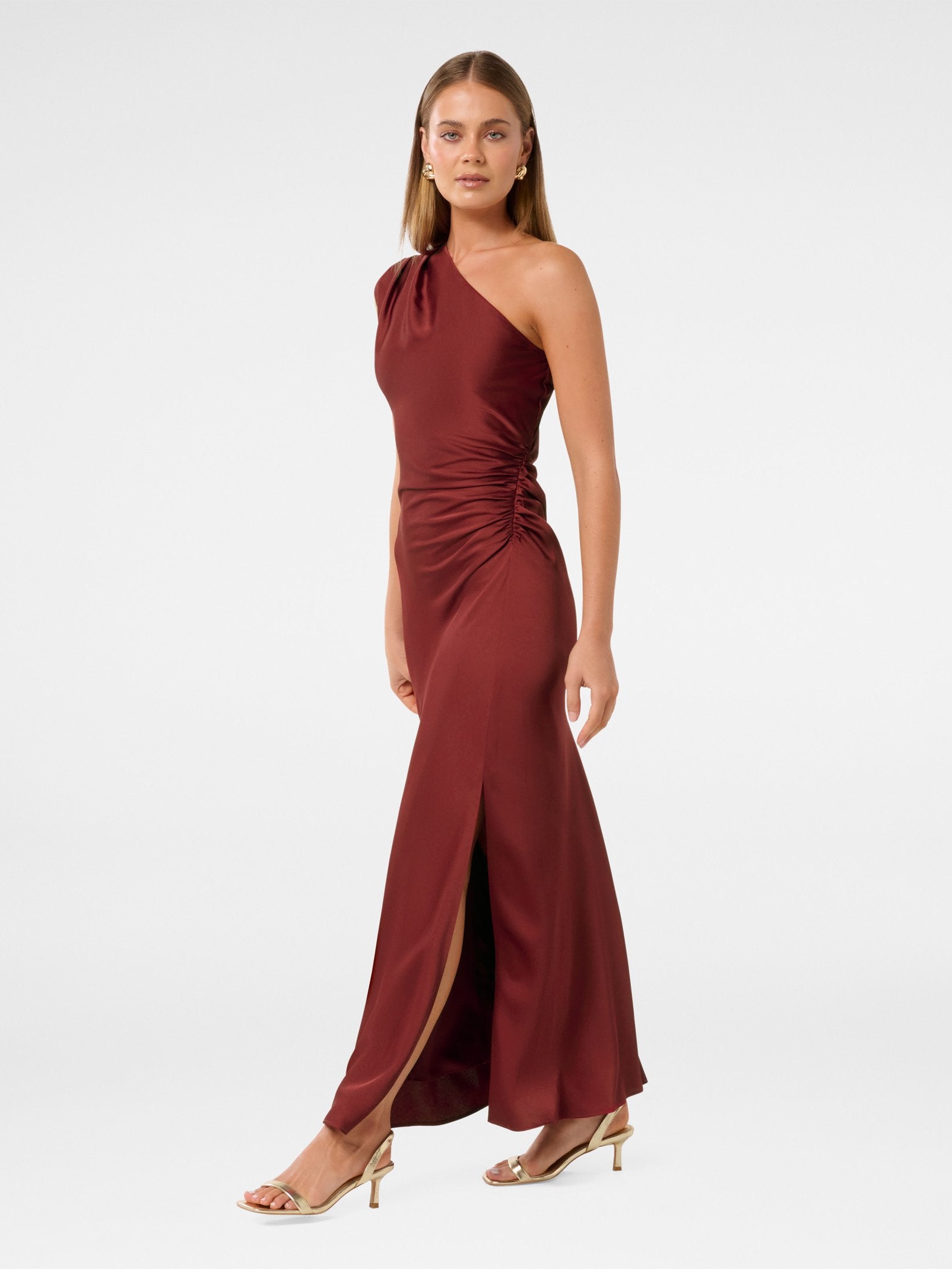 Asher One Shoulder Satin Maxi Dress