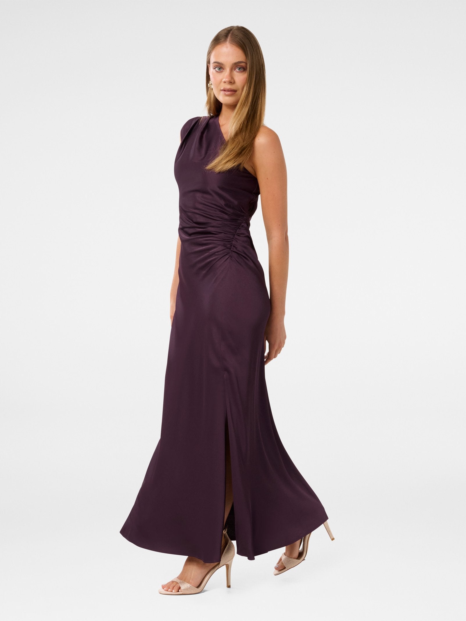 Asher One Shoulder Satin Maxi Dress