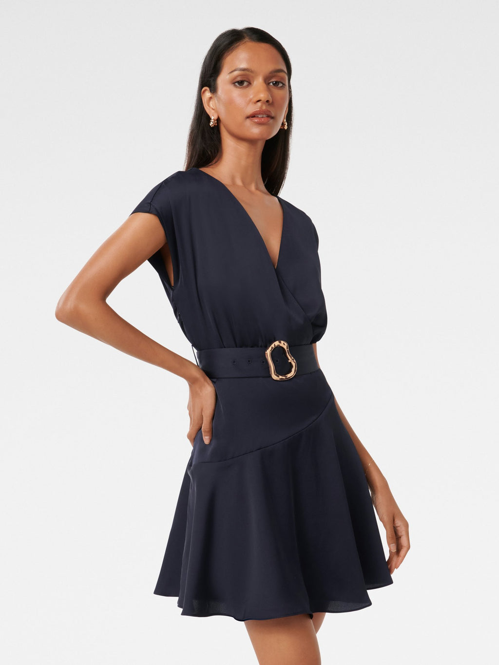  Cordelia Petite Satin Wrap Mini Dress