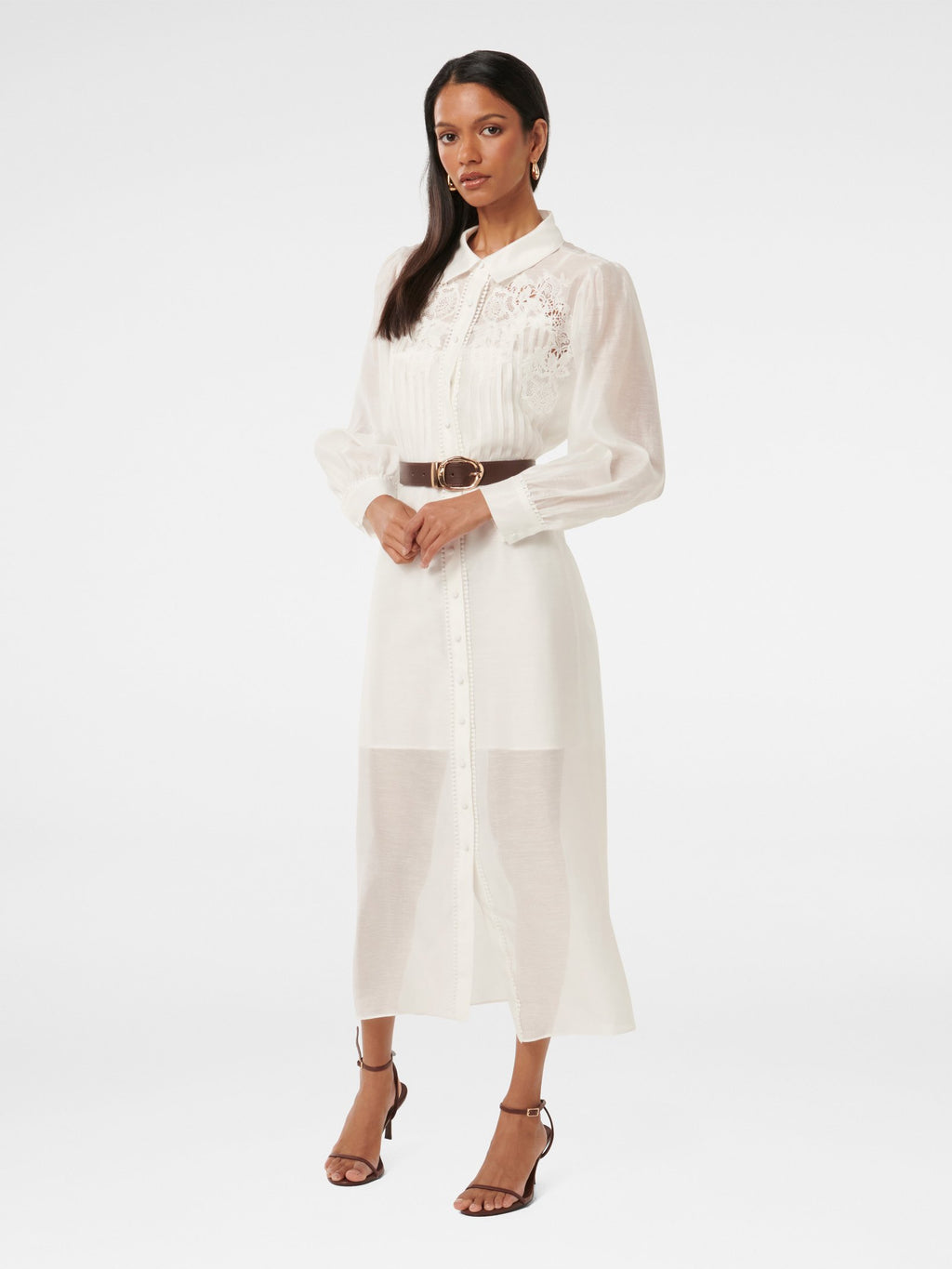 Janice Petite Embroidery Belted Maxi Dress