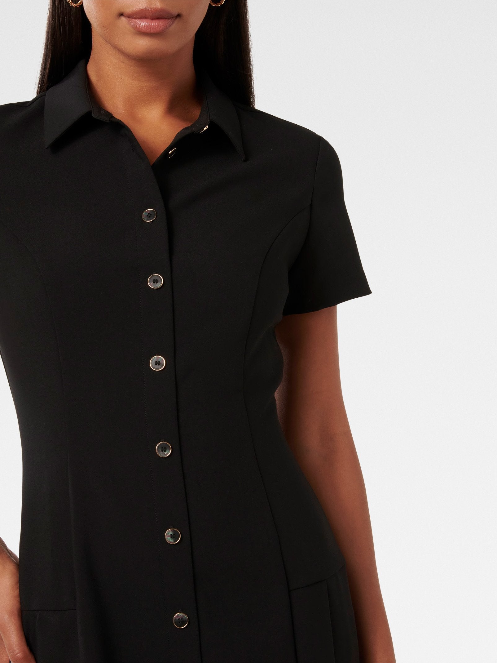  Winnie Pleated Button Down Mini Dress
