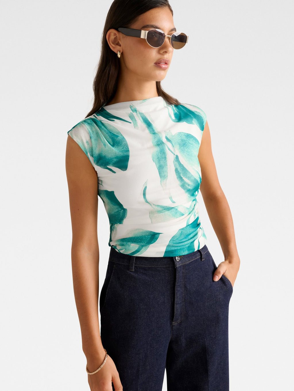  Mel Extended Sleeve Mesh Top