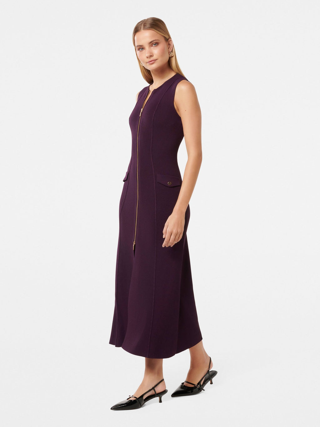 Maddie Zip Detail Midi Dress