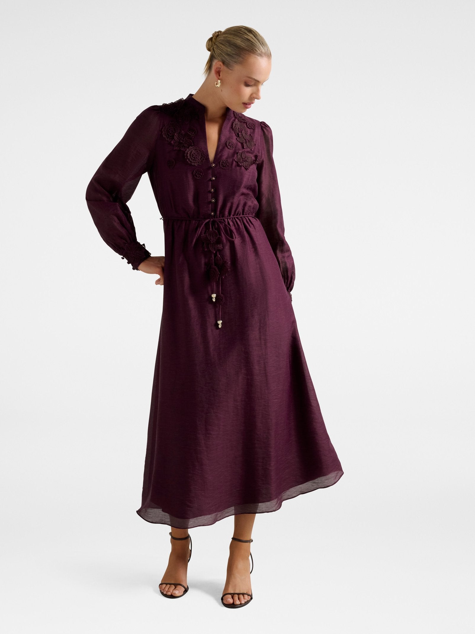 Yasmin Floral Applique Midi Dress