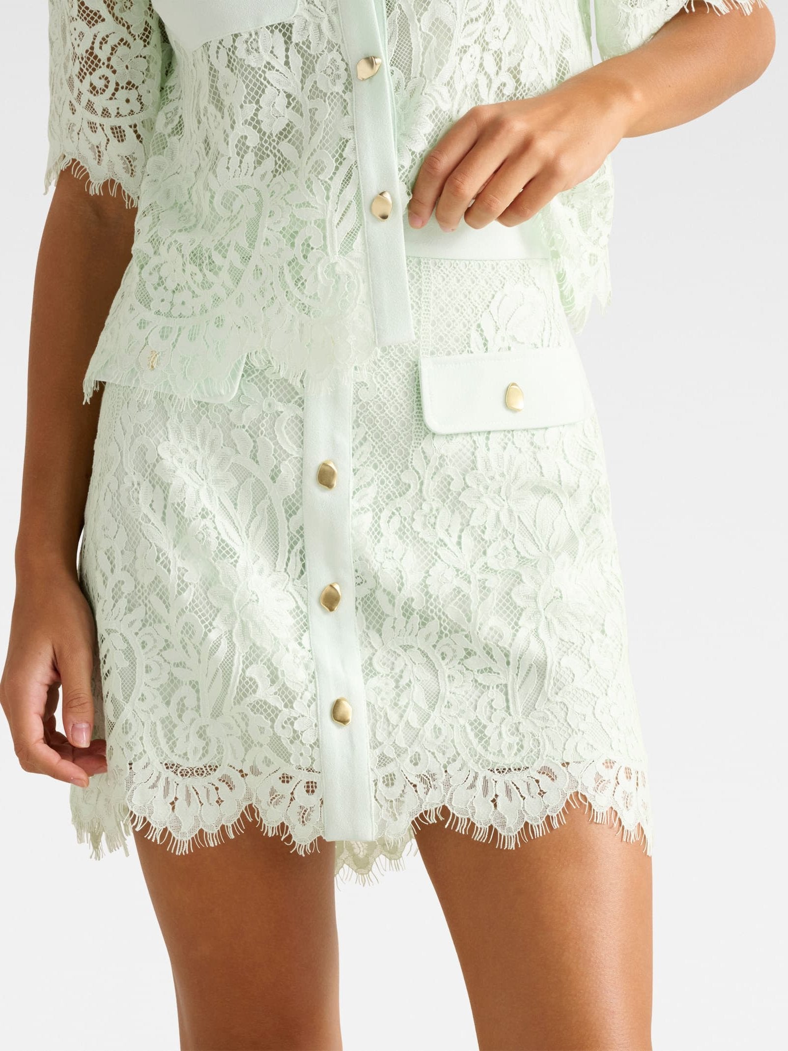  Lola Button Lace Mini Skirt