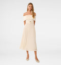 Capri Bardot Pleat Hem Midi Dress