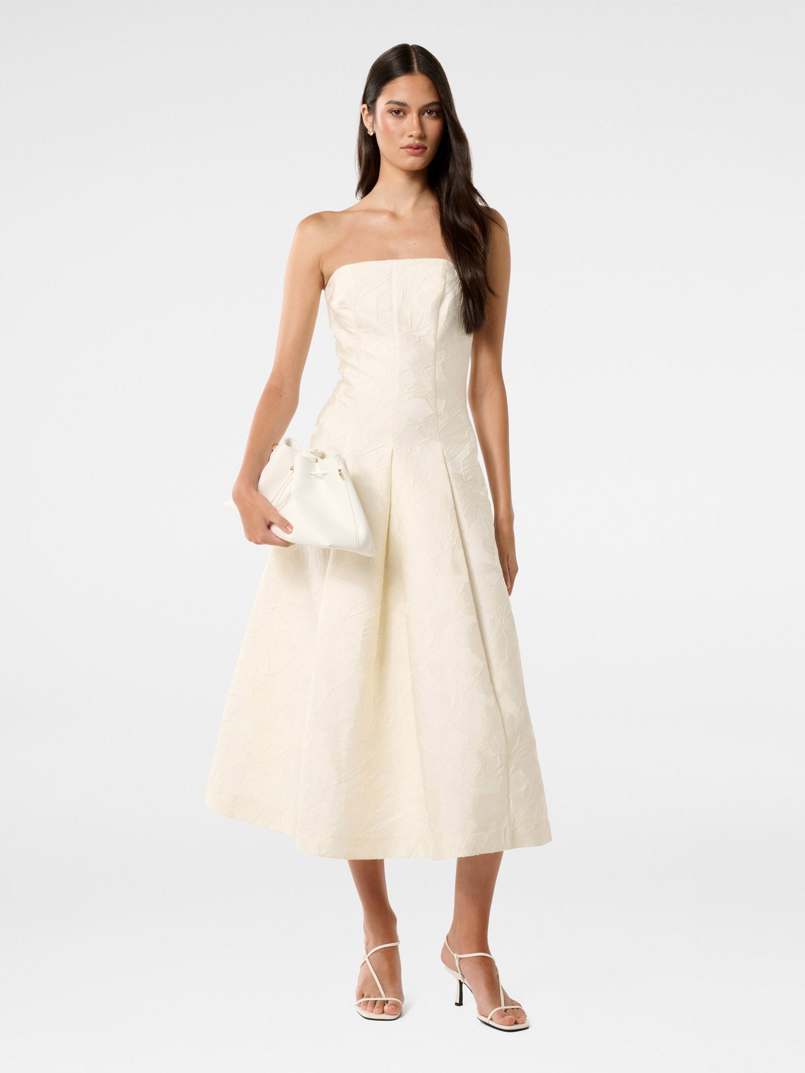 Charlotte Strapless Jacquard Midi Dress