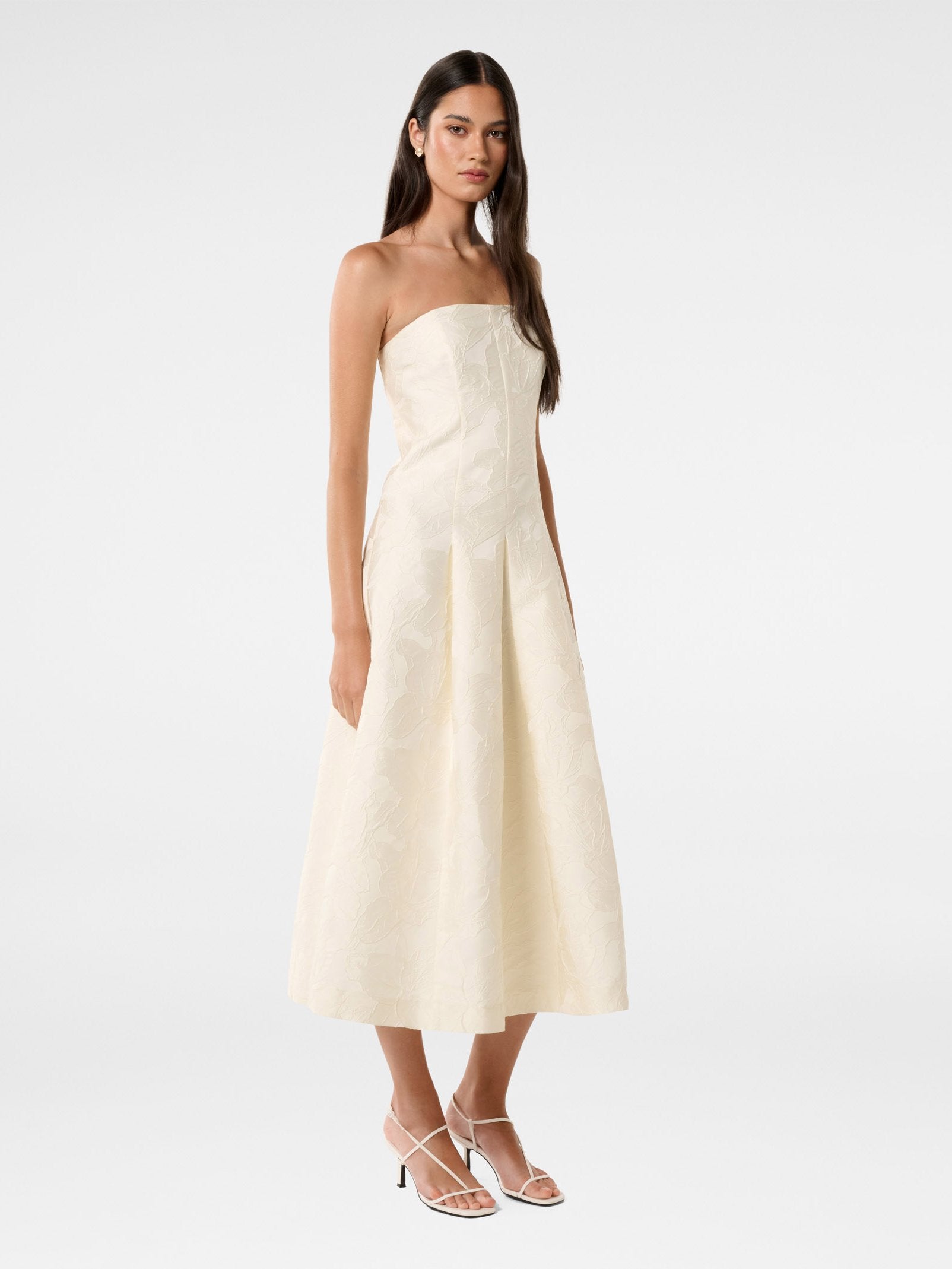 Charlotte Strapless Jacquard Midi Dress