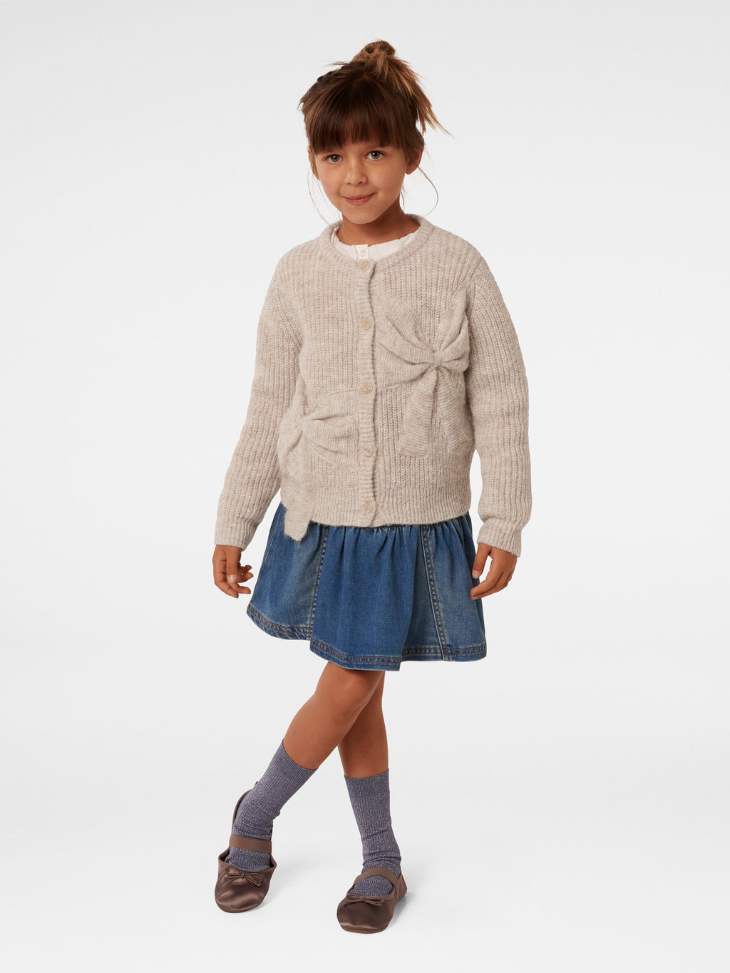 Nellie Girls Bow Knit Cardi