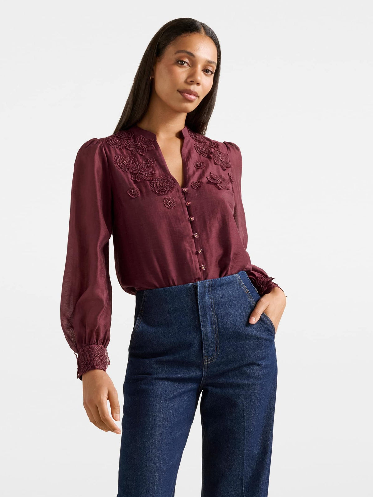 Indigo Applique Blouse