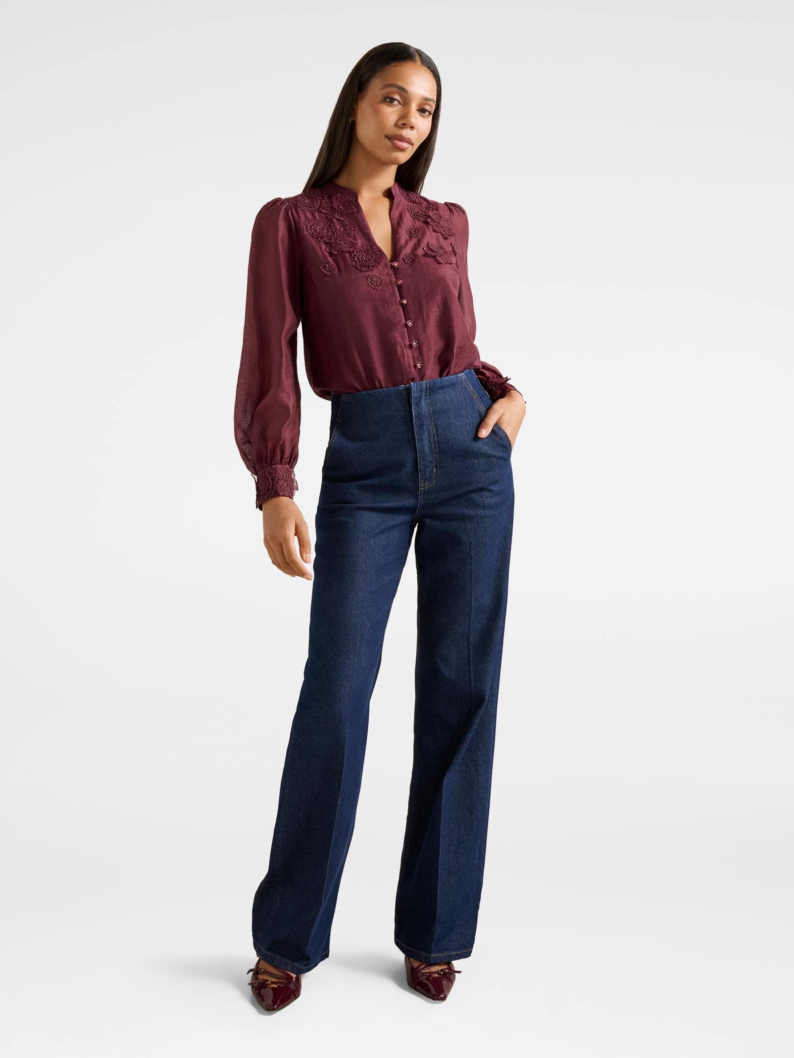 Indigo Applique Blouse
