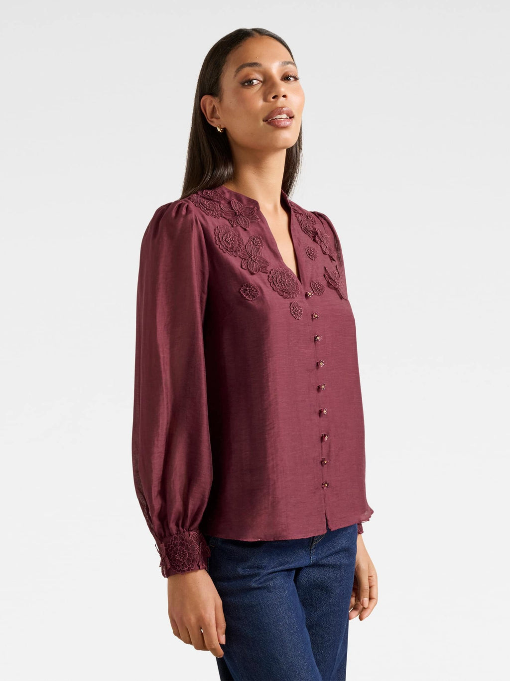 Indigo Applique Blouse