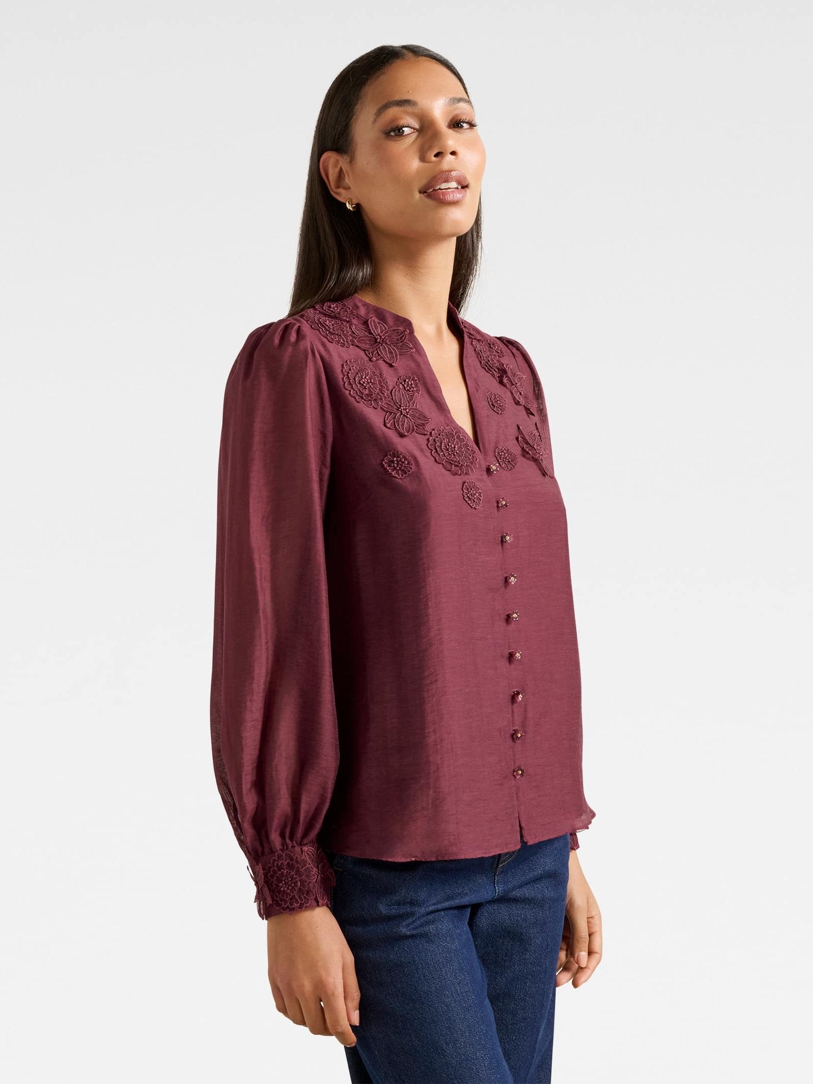 Indigo Applique Blouse