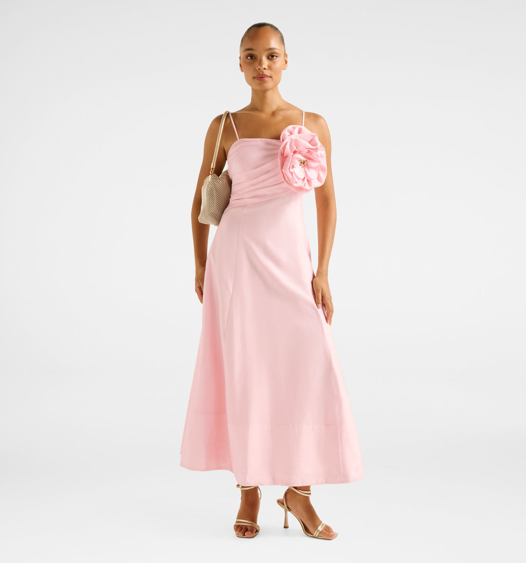 Felicia Structured Flower Midi Dress