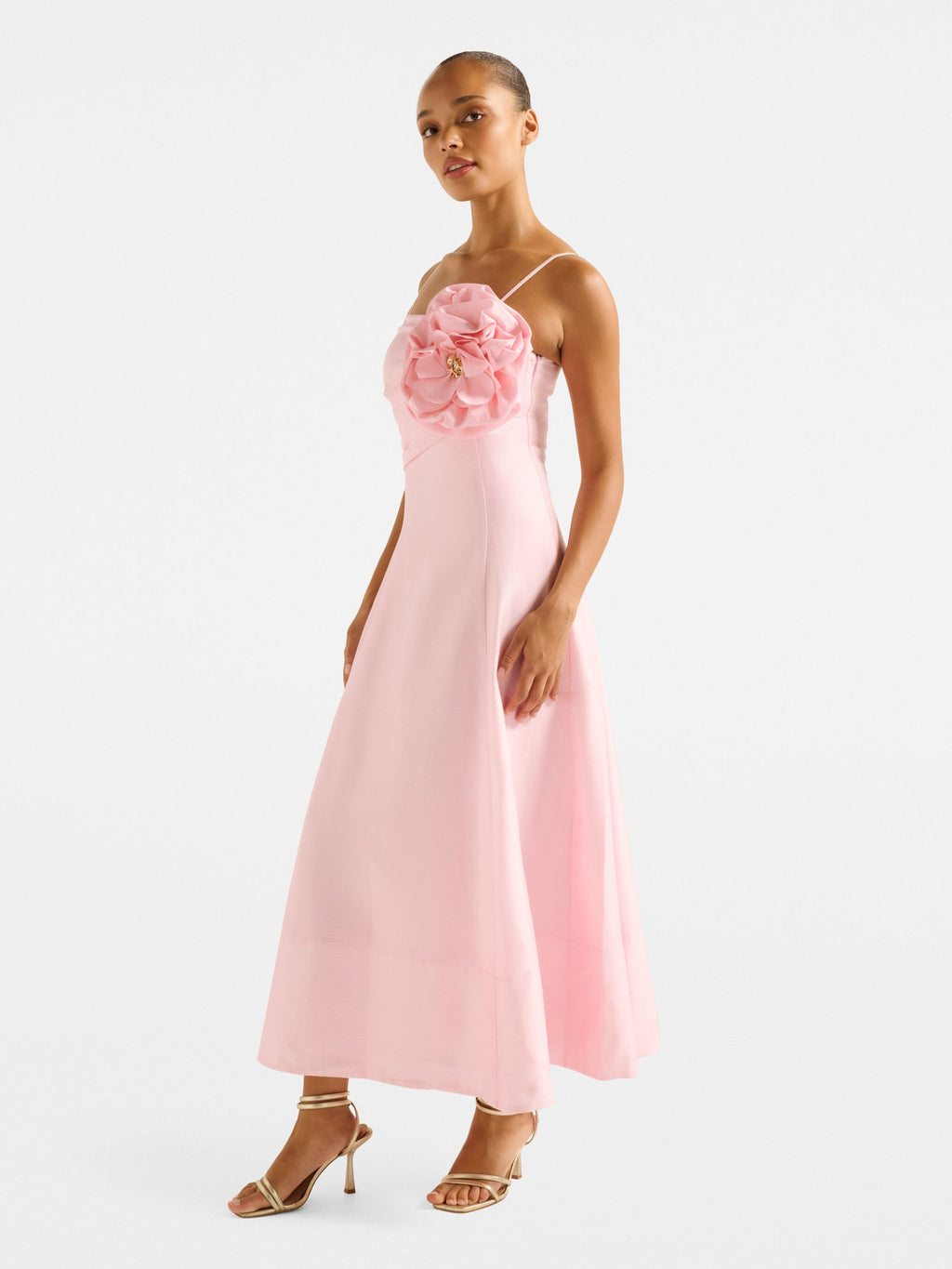  Felicia Structured Flower Midi Dress