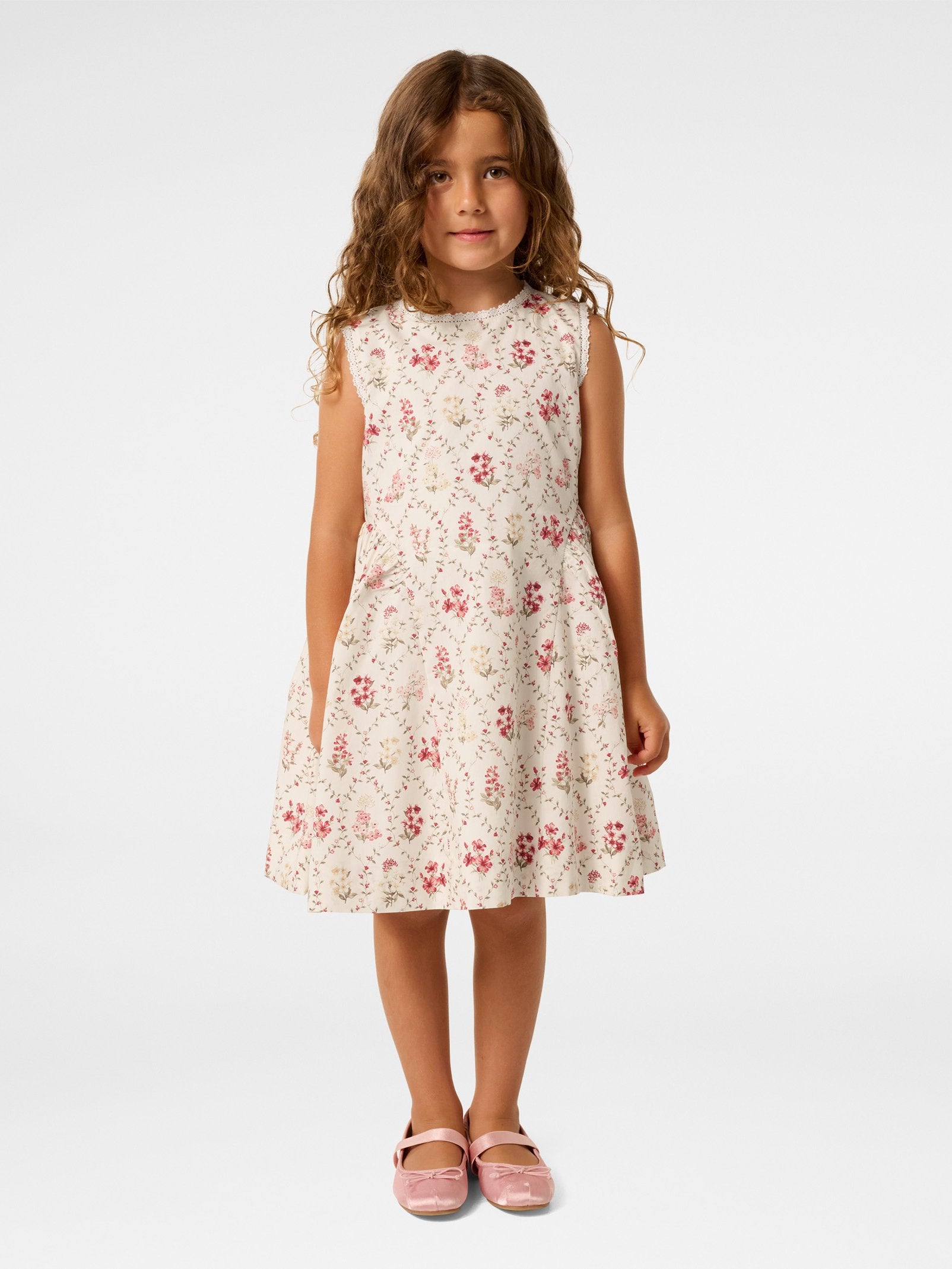Estelle Girls Lace Trim Dress