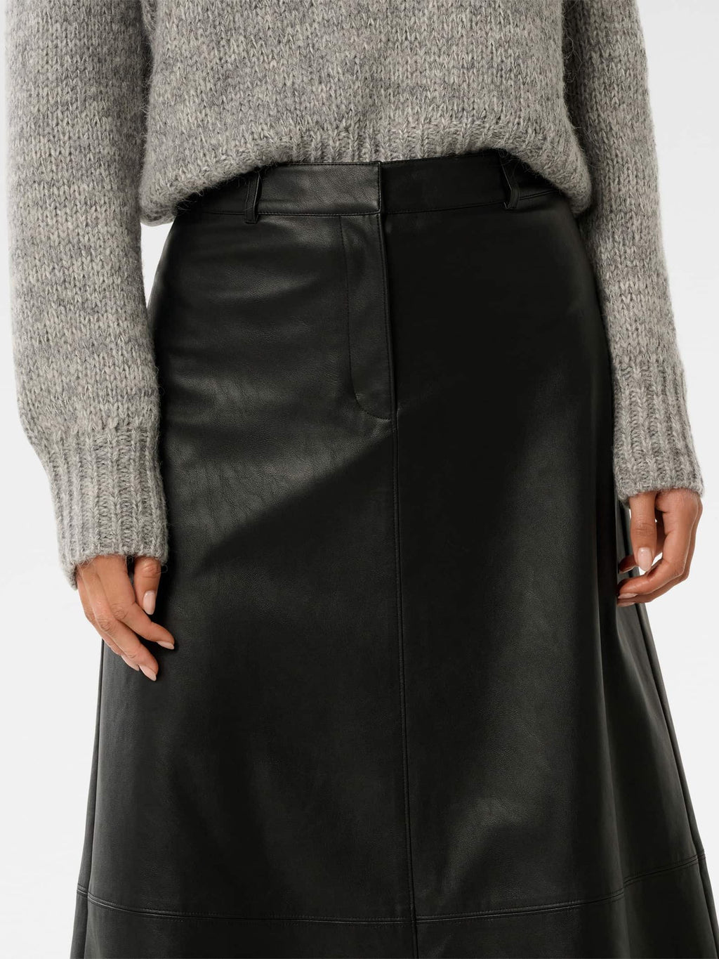 Jaelyn Vegan Leather Midi Skirt