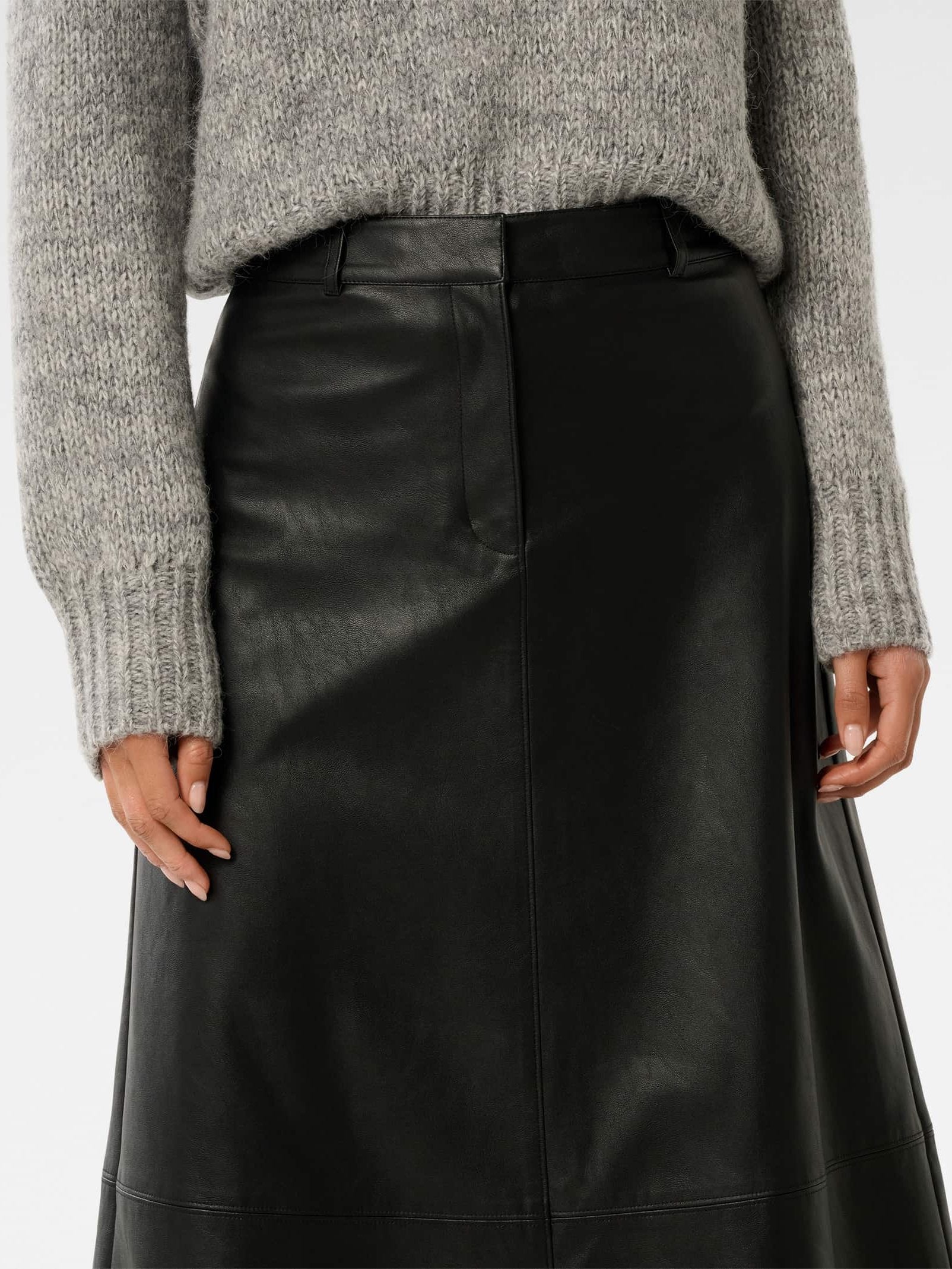 Jaelyn Vegan Leather Midi Skirt