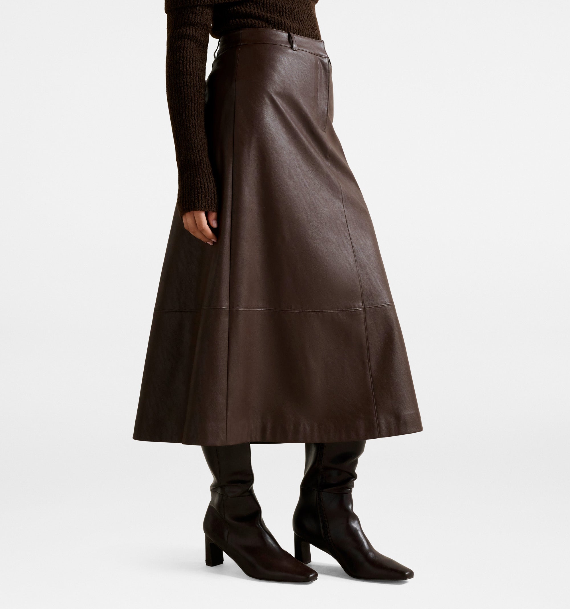 Jaelyn Vegan Leather Midi Skirt