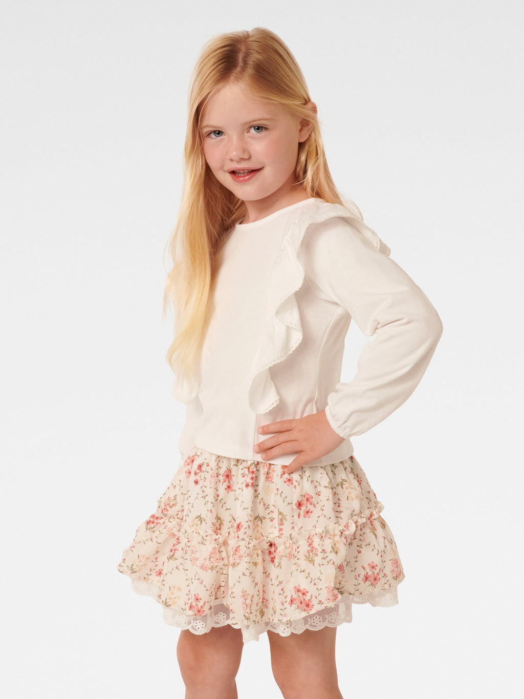 Riley Girls LS Frill Top