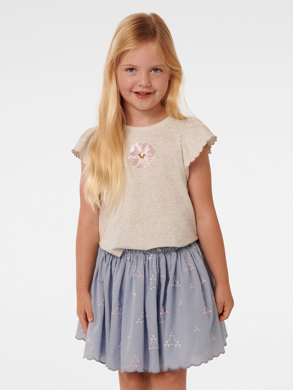 Edith Girls Scallop Embroidery Skirt