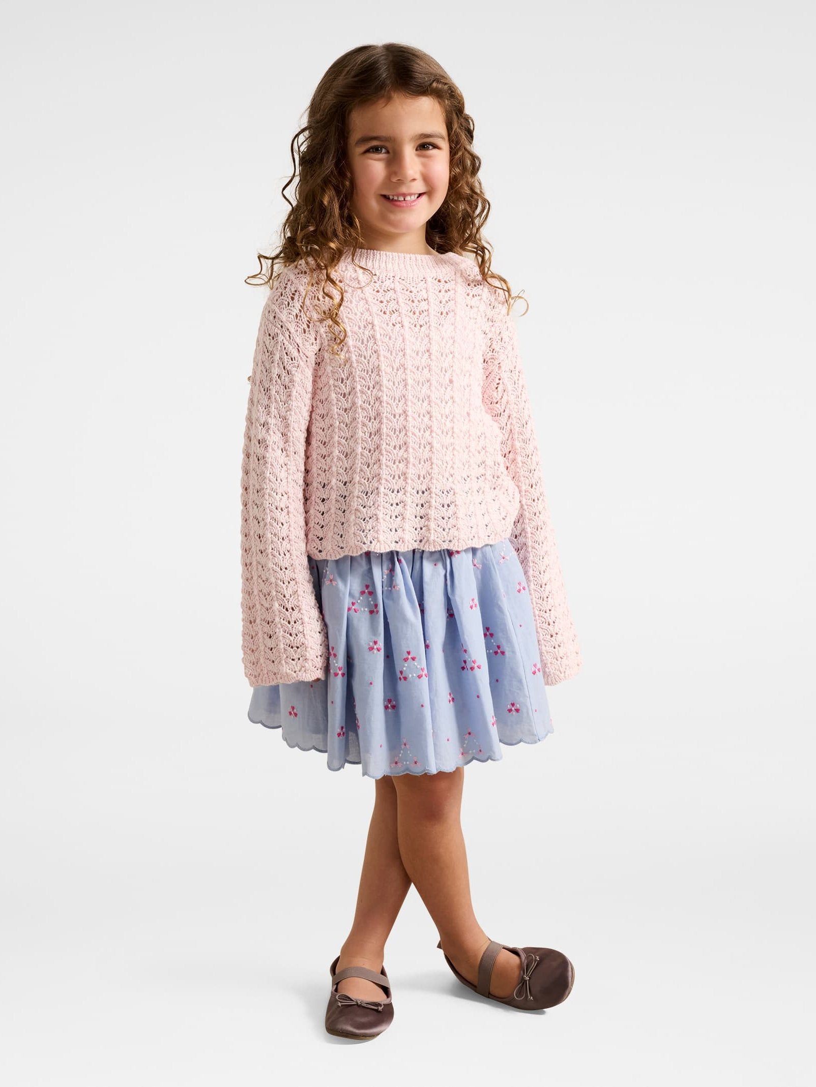  Edith Girls Scallop Embroidery Skirt