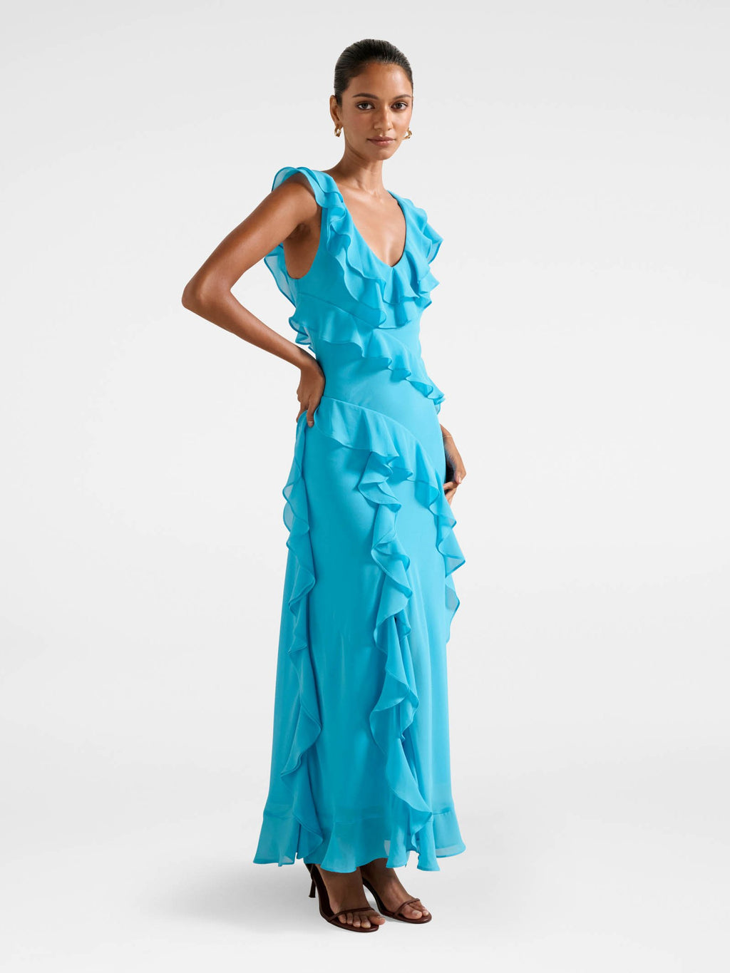  Olive Petite Ruffle Dress