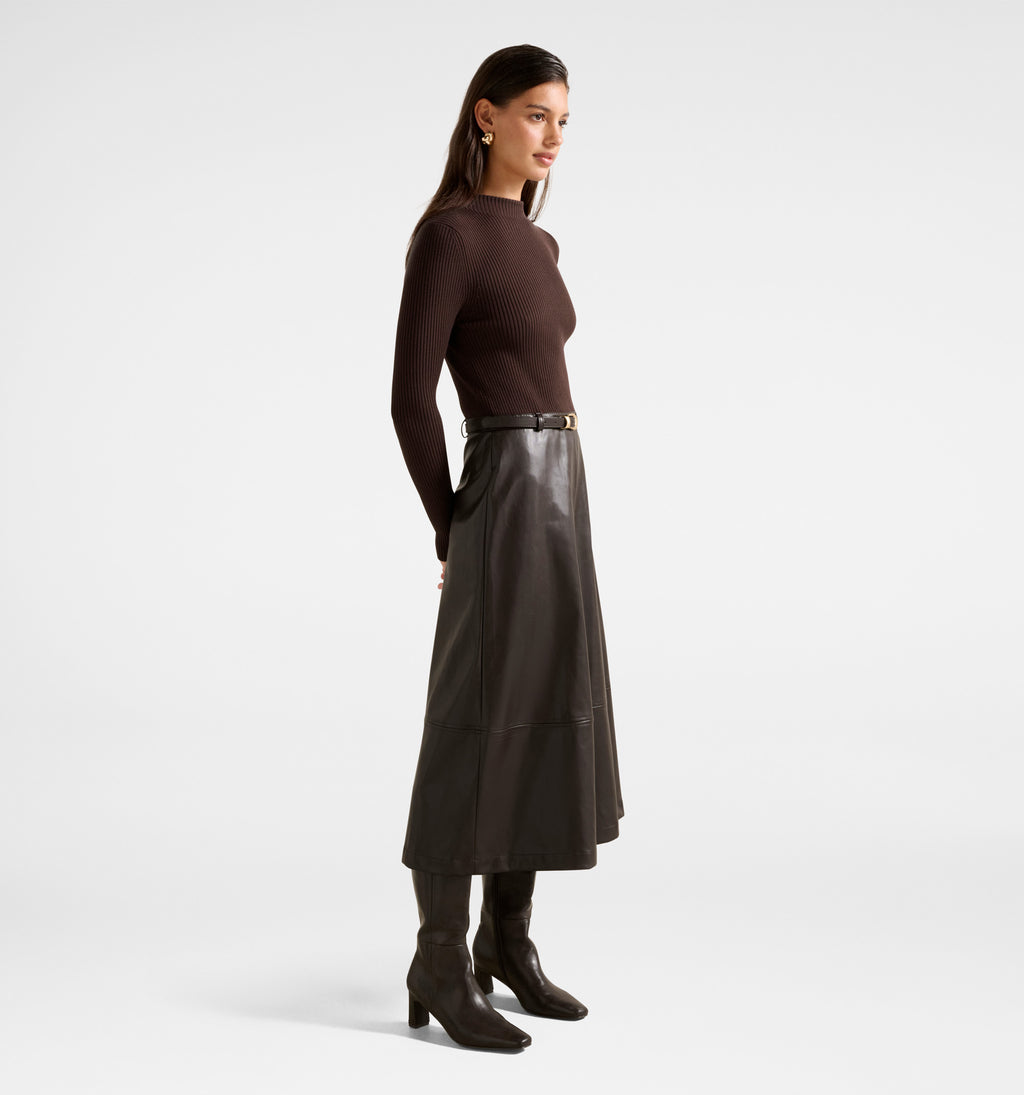 Brooklyn PU A Line Midi Dress