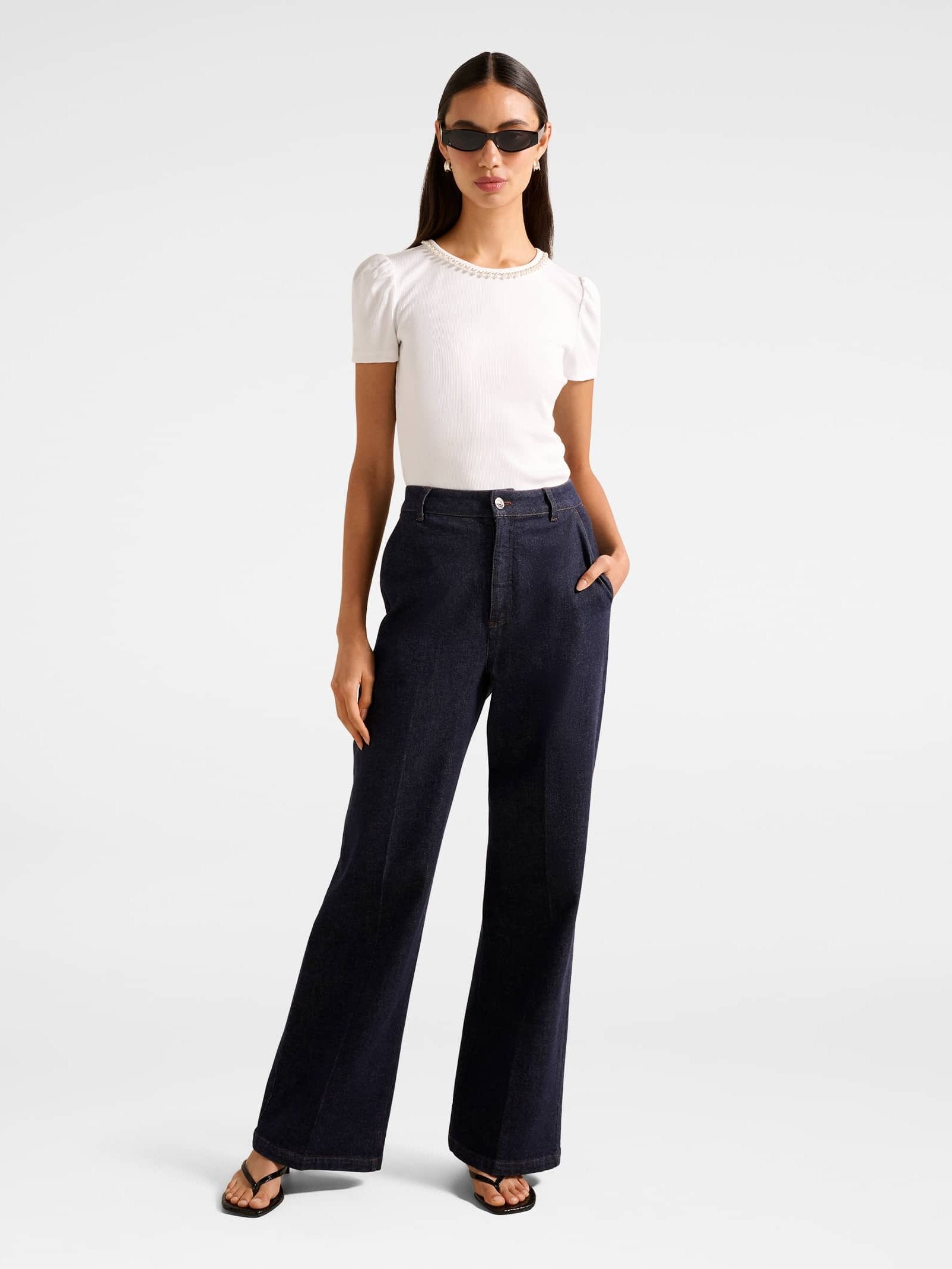  Emilia Embellished Neck Tee
