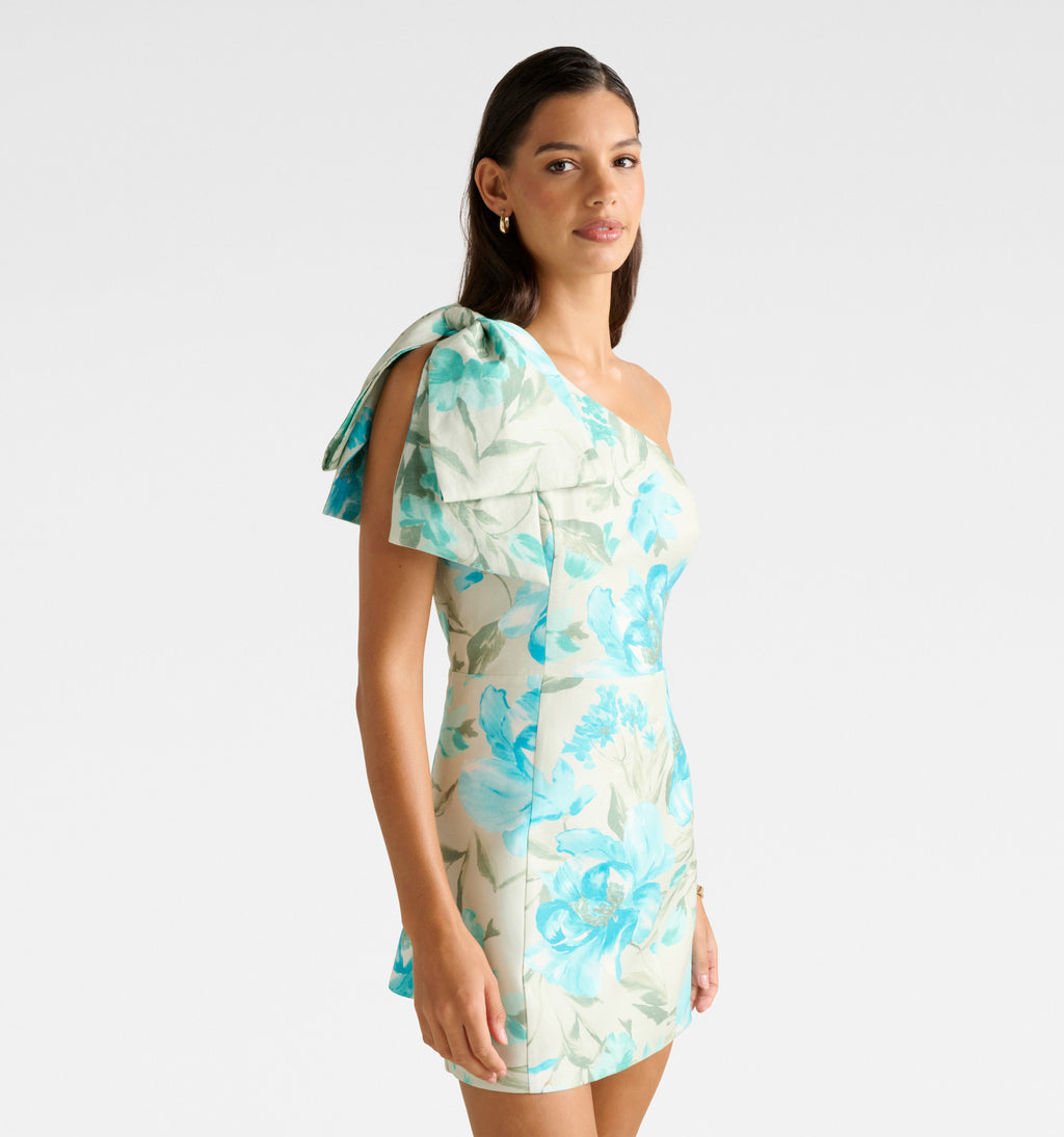 Darcy One Shoulder Bow Mini Dress