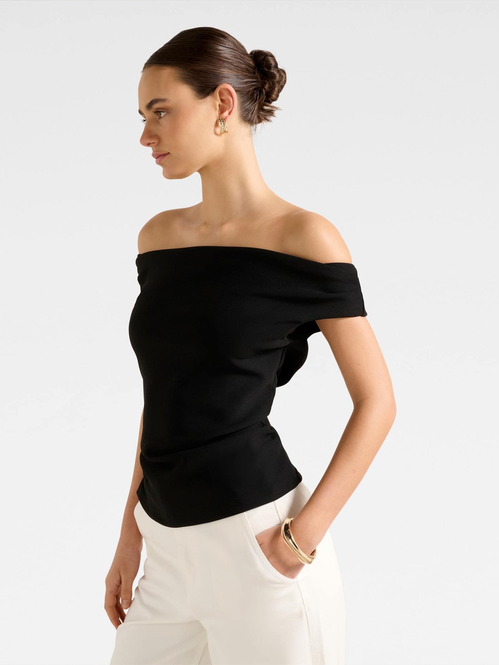  Somer Crepe Bardot Top