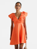 June Petite Ruched V Neck Mini Dress