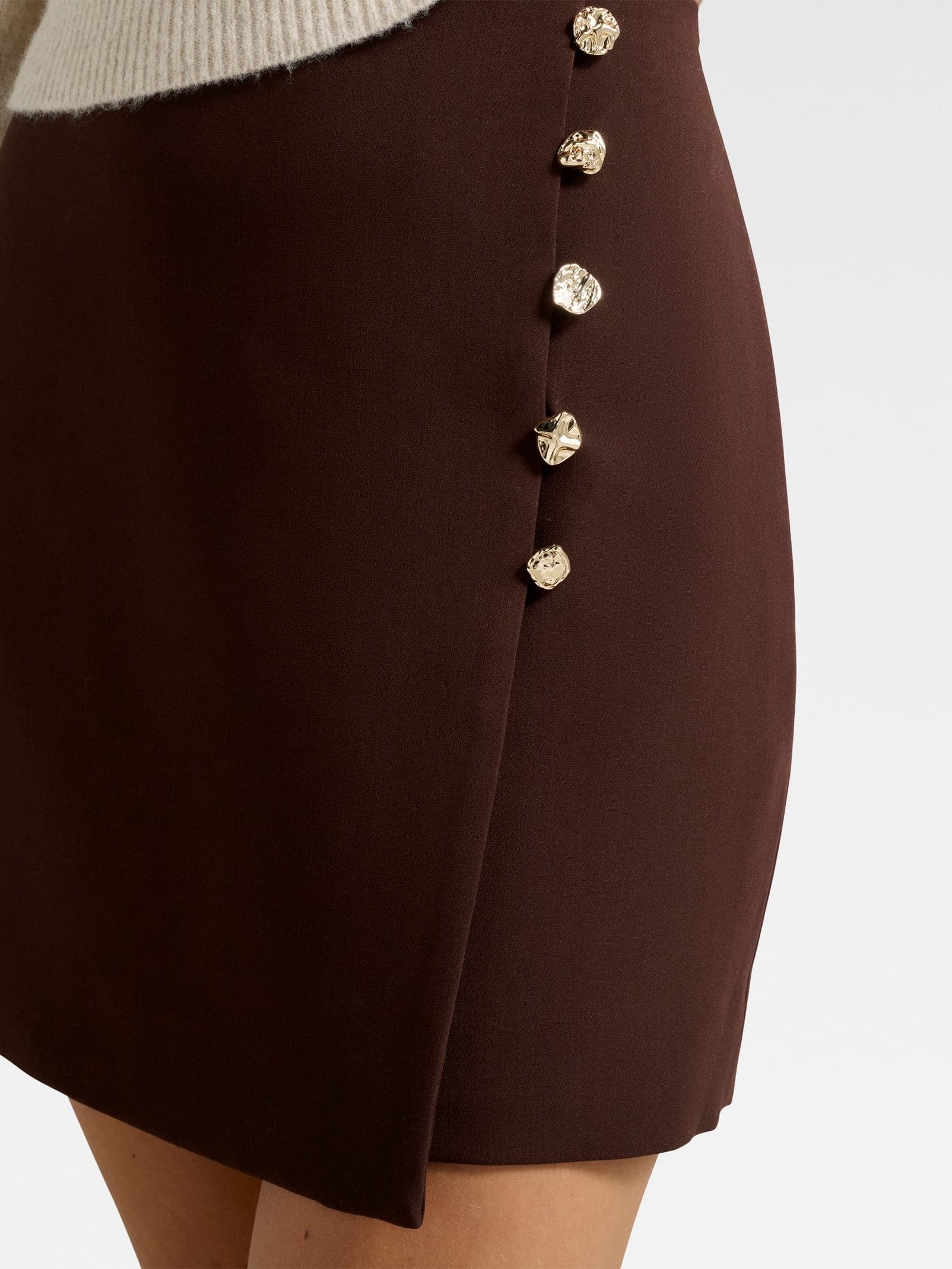  Jinny Button Detail Wrap Skirt