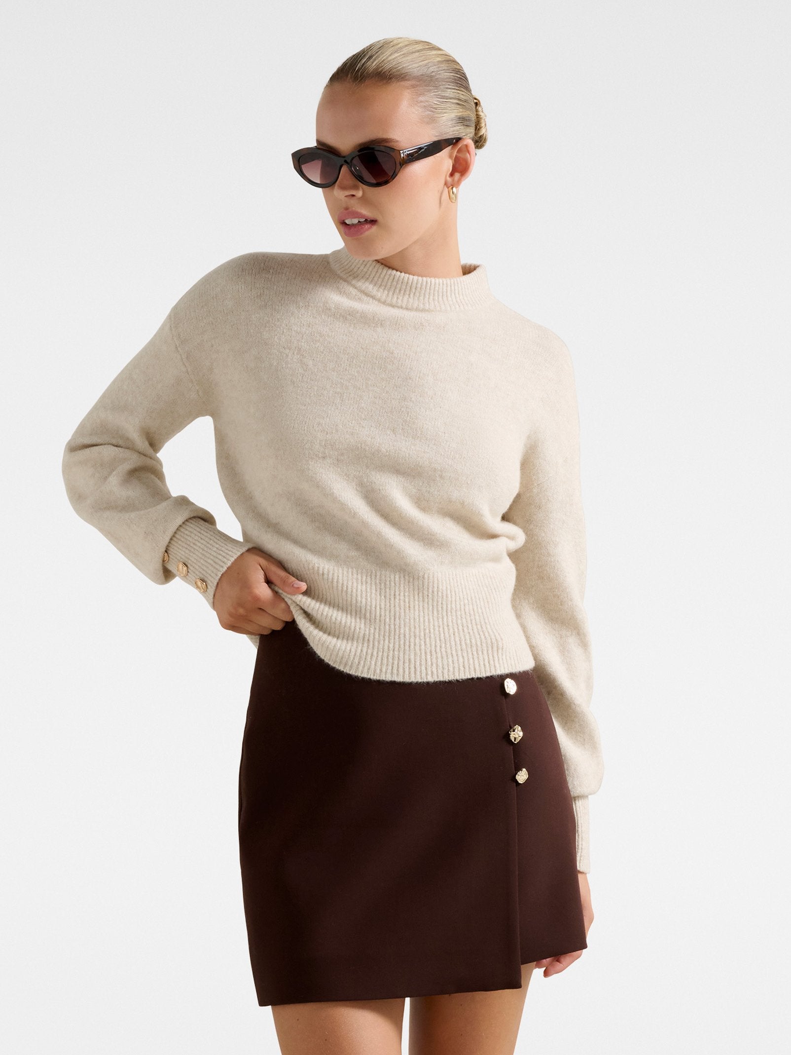 Jinny Button Detail Wrap Skirt