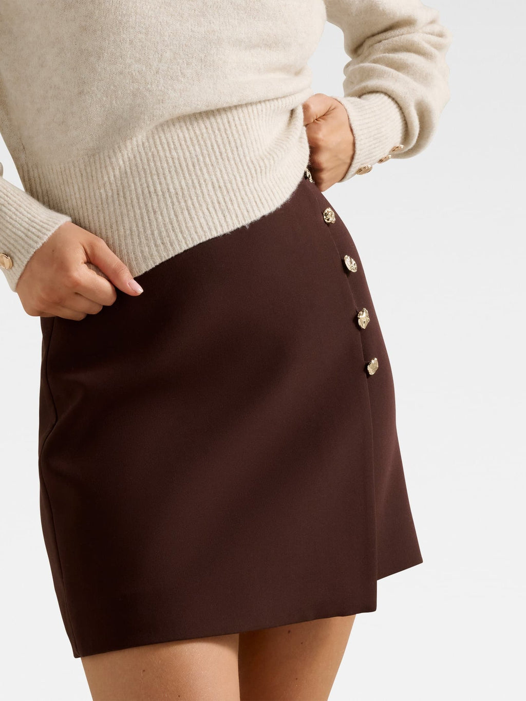  Jinny Button Detail Wrap Skirt