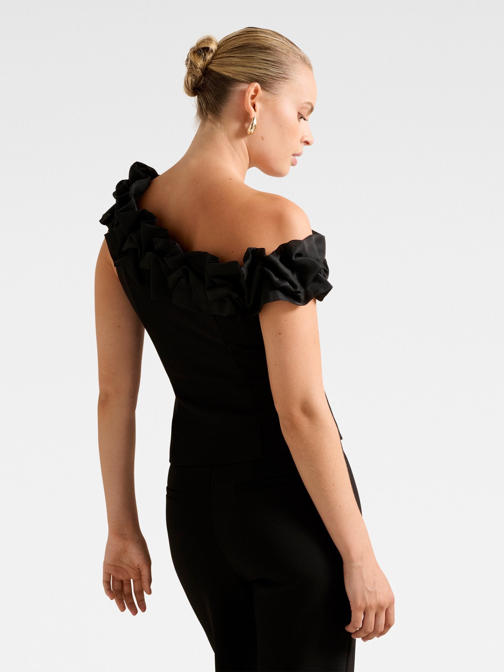  Sadie Tipped Shoulder Ruffle Top