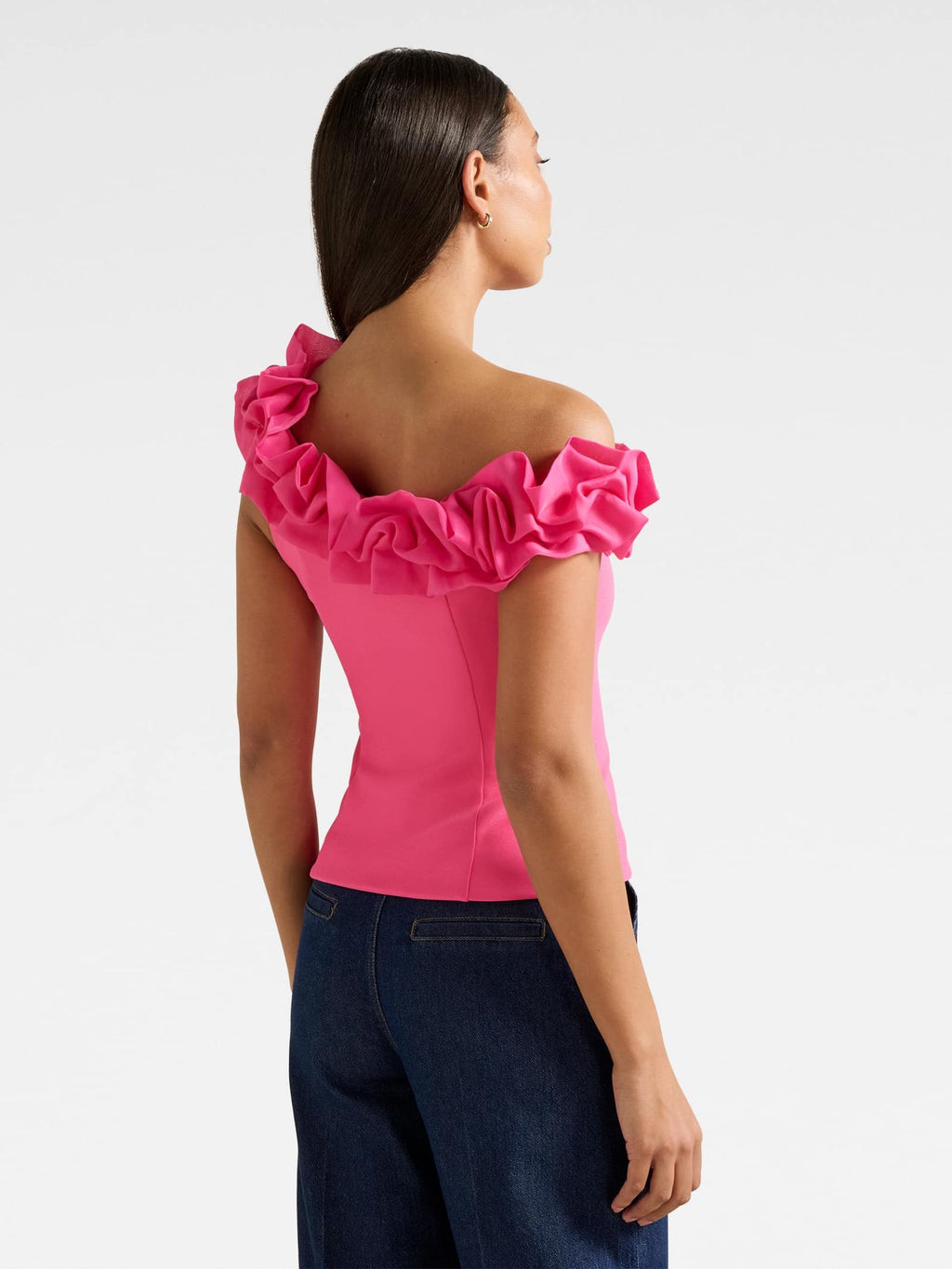  Sadie Tipped Shoulder Ruffle Top