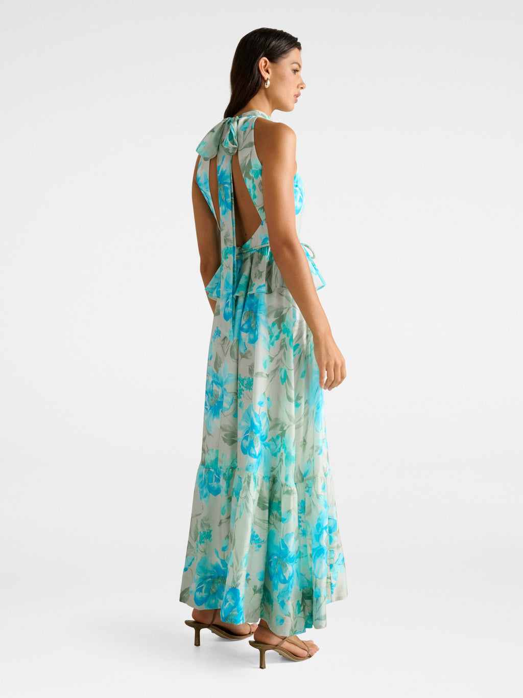  Serena Halter Peplum Maxi Dress