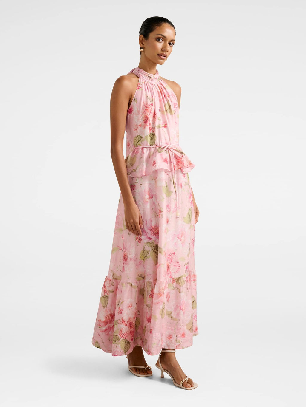  Serena Petite Halter Peplum Midi Dress