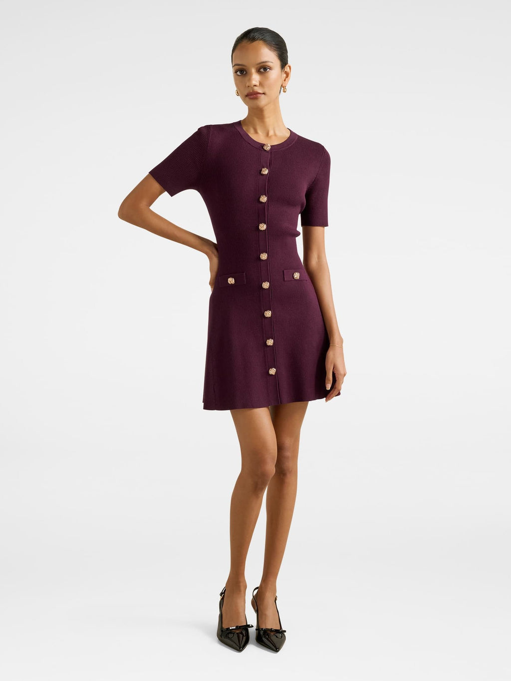 Mallory Petite Button Detail Mini Dress