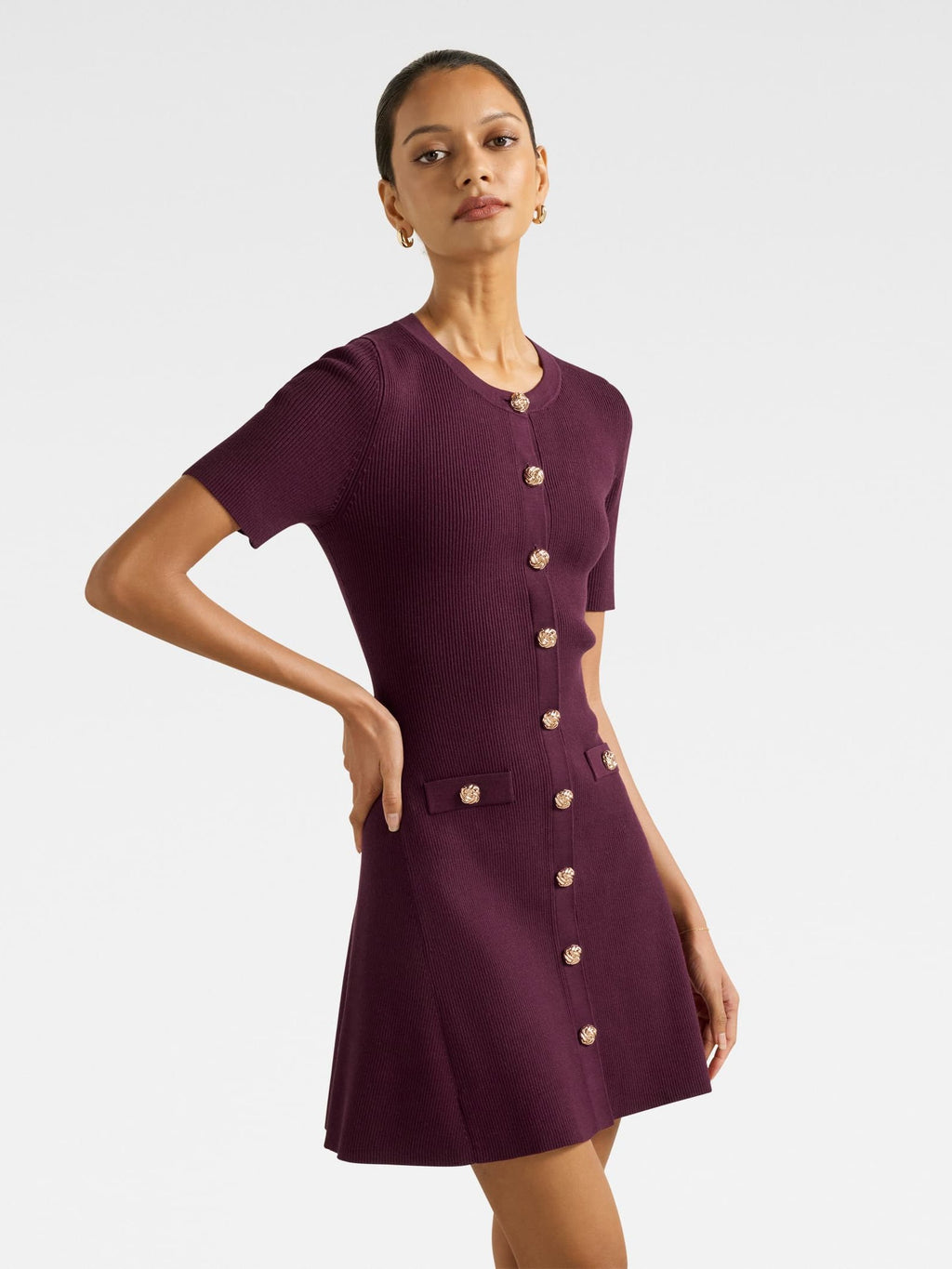 Mallory Petite Button Detail Mini Dress